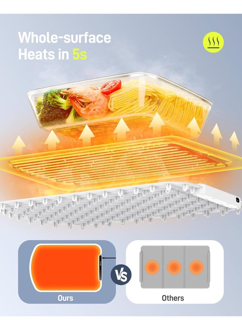 صواني تسخين كهربائية للطعام، صينية تسخين قابلة للطي ومحمولة مع مادة سيليكون نانو، حصيرة تسخين بسطح كامل مع درجة حرارة قابلة للتعديل - Image 4